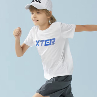 XTEP 特步 679225019244 男童T恤 白色 150cm
