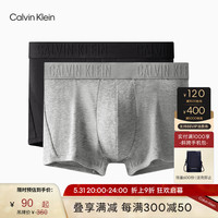 CK 内衣 男士LOGO提花腰边两条装纯色棉质贴身平角内裤NP2049O XL UJH-黑/灰
