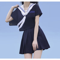 桃子梅了 花绀夏服 三本白领关西襟水手服