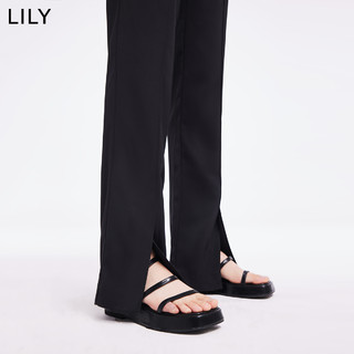 LILY2022夏新款女装气质款显瘦高腰开叉休闲裤西装裤 S 510黑