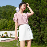 xiangying 香影 娃娃领衬衫女气质甜美上衣设计感小众泡泡袖衬衣