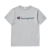 Champion 草写印刷标logo圆领纯棉T恤