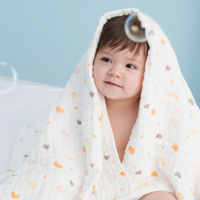PLUS会员：全棉时代 儿童浴巾纯棉透气纱布浴巾新生婴儿宝宝洗澡大毛巾小鸭子95*95cm