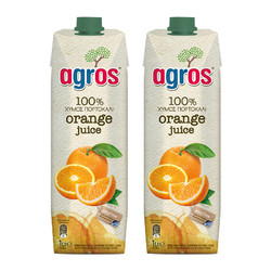 agros 莱果仕 希腊进口莱果仕100%橙汁1L*2瓶夏日饮品冰镇更清爽饮料