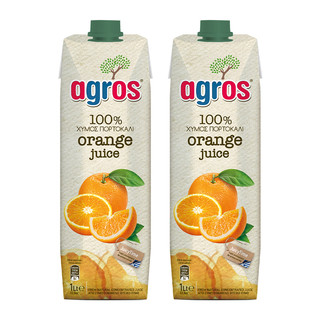 agros 莱果仕 希腊进口莱果仕100%橙汁1L*2瓶夏日饮品冰镇更清爽饮料