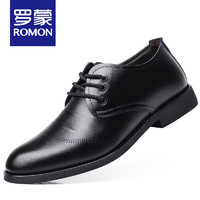 罗蒙(ROMON)2022春夏新款商务休闲系带男皮鞋 棕色 41 黑色 42
