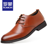 罗蒙(ROMON)2022春夏新款商务休闲系带男皮鞋 棕色 41 棕色 40
