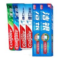 Colgate 高露洁 牙膏套装 (冰爽三重薄荷100g+冷萃龙井100g+洁银牙膏清爽香型100g*2支+健白防蛀牙膏清爽薄荷100g*2)