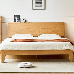 京东京造 实木床 FAS级橡木|加高大板床头|加粗床腿 主卧双人床1.8×2米BW03