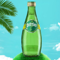 perrier 巴黎水 原味天然矿泉水气泡水玻璃瓶330ML*24法国