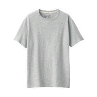 MUJI 無印良品 男士圆领短袖T恤 ABB04A0S 灰色X横条 S
