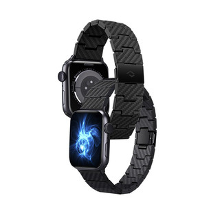 pitaka 苹果Apple Watch Series 7/6/SE/5智能手表 纯碳纤维手表表带 Modern现代款表带+表壳