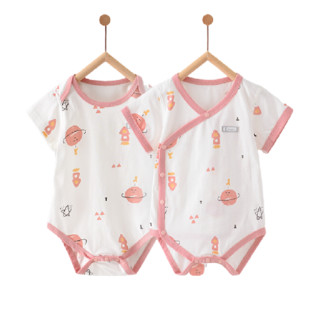 Tongtai 童泰 TS21J206 婴儿连体衣 侧开款+套头款 2件装 粉色 73cm