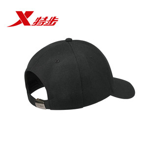 特步男女运动帽新款旅游运动鸭舌帽情侣时尚帽子黑色可调节棒球帽