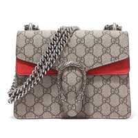 GUCCI 古驰 DIONYSUS系列 女士GG Supreme帆布肩背包 421970 KHNRN 8698 米色/乌木色/红色 迷你