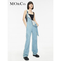 MO&Co;. 摩安珂 MOCO春季新品背带裤V领牛仔连体裤MBA1JPS007 摩安珂 牛仔浅蓝色 27/M