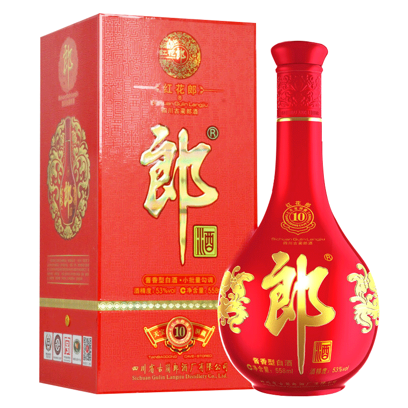 省199元 高度白酒 Langjiu 郎酒红花郎10 53 Vol 酱香型白酒558ml 单瓶装多少钱 什么值得买