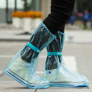 山顶洞人 雨鞋套 男女通用 防水雨天防滑鞋套 非一次性雨具 加厚耐磨防雨靴套鞋套 CM9006 蓝色 L（2件起售）