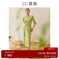 ZHIZHI 致知 西湖春 连衣裙小众设计女2022年夏季新款法式18mm真丝