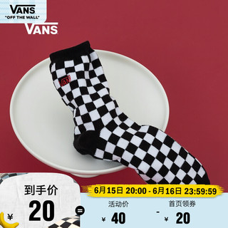 VANS 范斯 官方 黑白棋盘格印花男子运动休闲长袜袜子 黑白格纹 均码