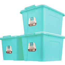 CHAHUA 茶花 收纳箱大号 衣服储物箱 棉被整理箱子 塑料箱58L 绿色 3支装