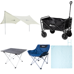 MOBI GARDEN 牧高笛 露营套装 折叠天幕+地垫+营地车+野餐桌+月亮椅
