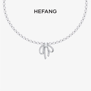 HEFANG Jewelry 何方珠宝 HEFANG何方珠宝 伊丽莎白项链 蝴蝶结吊坠婚礼轻奢锁骨链 银色