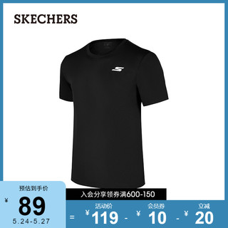 Skechers斯凯奇夏季舒适休闲运动纯色圆领T恤 00F5羊绒蓝 S