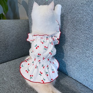 Hoopet 猫咪衣服夏季薄款防掉毛夏天小猫宠物幼猫可爱公主的布偶猫猫裙子 樱桃红 XS