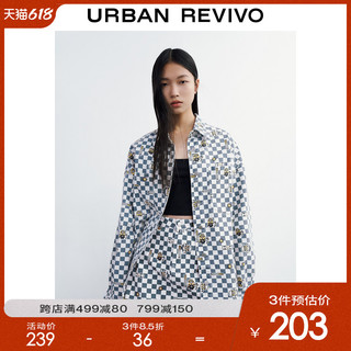 URBAN REVIVO 女装丹宁衬衫WV09SBWX2000 绿色格子 M