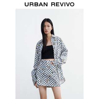 URBAN REVIVO 女装丹宁衬衫WV09SBWX2000 绿色格子 M