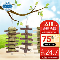 JESSIE 洁西 组合磨牙串3件套 兔子苹果枝磨牙串草饼串适用于龙猫豚鼠苹果枝原木磨牙零食