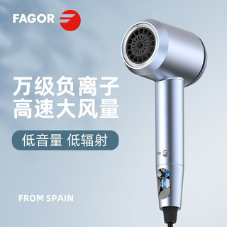 FAGOR 法格 吹风机家用 电吹风筒大功率高速负离子护发 大风力速干低噪音吹风筒法格便携 古典灰