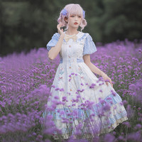 with puji 噗叽 Lolita洛丽塔 田园风 郁香花束 女士碎花绣花连衣裙