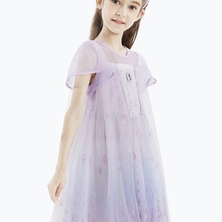 Disney 迪士尼 冰雪奇缘联名系列 HXM028 女童连衣裙 紫色 150cm