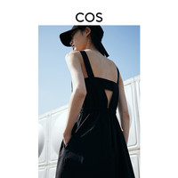 COS 女装 标准版型V字开背阔腿背带裤黑色2022春季新品1055474001