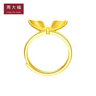 新款 周大福蝴蝶结兔耳朵足金黄金戒指计价EOF693精选