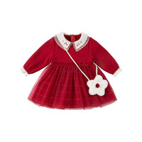 DAVE&BELLA 戴维贝拉 DBM19973 女童连衣裙 红色 110cm