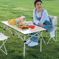 原始人 The Primitive) 户外桌椅折叠便携式野餐桌蛋卷桌铝合金野营用品 95*55黑桌+大号黑色椅*4
