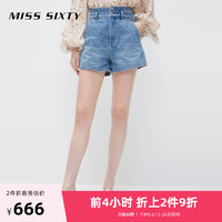 MISS SIXTY 2022夏季新款牛仔短裤女纯棉双腰头高腰