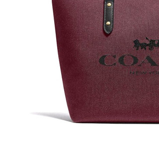 COACH 蔻驰 女士马车图案CITY拉链托特包 C0671 深红酒红色 中号