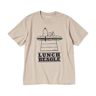 UNIQLO 优衣库 X 史努比 男女款圆领短袖T恤 442094 浅米色 XL