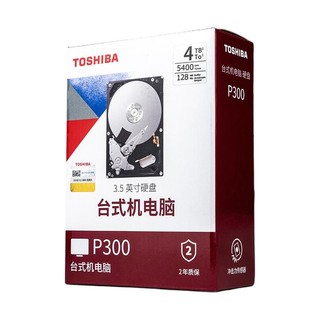 TOSHIBA 东芝 P300系列 3.5英寸台式机硬盘 4TB (PMR、5400rpm、128MB) HDWD240