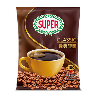 SUPER 超级牌进口黑咖啡经典黑美式速溶咖啡2gx100条