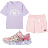 88VIP：SKECHERS 斯凯奇 儿童闪灯运动鞋+大童运动裤+纯棉短袖T恤