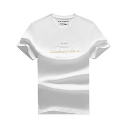 MARK FAIRWHALE 马克华菲 夏季新款艺术感金丝字母刺绣复古时尚潮流罗纹圆领男生短袖T恤