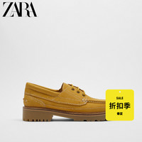 ZARA 男鞋 米色牛皮革系带航海鞋乐福鞋 2503921 102