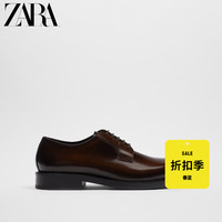 ZARA 男鞋 棕色牛皮革商务正装鞋德比鞋 2406920 100