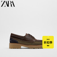 ZARA 男鞋 拼色牛皮革系带航海鞋乐福鞋 2503920 202