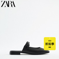 ZARA 女黑色平底穆勒鞋 12856910040